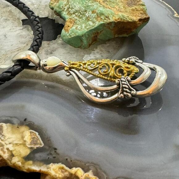 Carolyn Pollack Sterling & Brass Mother of Pearl Decorated Enhancer Pendant - Picture 3 of 10